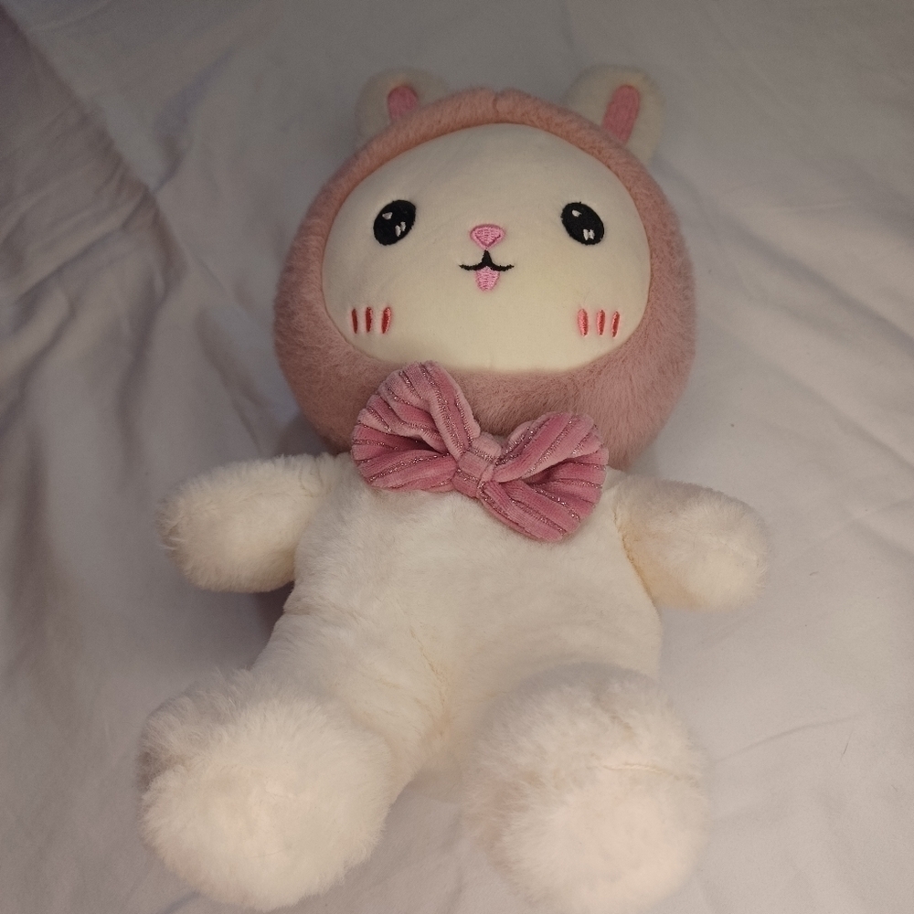 Cute Plush Bunny Toy with Pink Bow